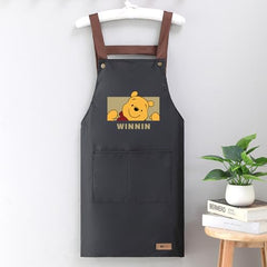 MOMISY Kitchen Apron with Front Pocket – Cute Cartoon Cooking Apron (Black)