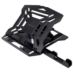 Amazon Basics ABS 2-in-1 Laptop and Mobile Stand, Ergonomic, Adjustable Height, Anti-Slip Base, Heat Dissipation, Portable, Lightweight, Compatible with All Laptops Up to 15.6" (Black)