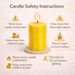 Pure Indian Candle Handpourd Sandalwood Amber Scented Yellow Wax Pillar Candle PICTL001 (Pack of 2 pcs.)