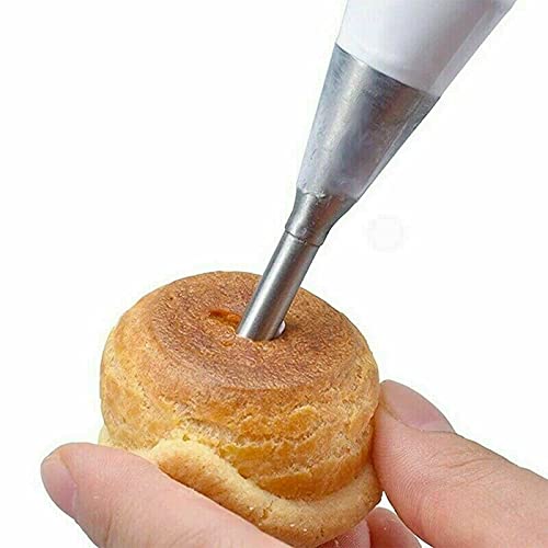 SYGA Cream Icing Piping Nozzle Tip, 2 Pack Puff Nozzle Tip Stainless Steel Nozzle Cream Puff Cake Decor Tool with Cleaning Brush