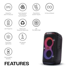 JBL Partybox Encore 2 with Mic, Wireless Bluetooth Party Speaker, AI Sound Boost, Dynamic Light Show, Upto 15Hrs Playtime, Replaceable Battery, Multi-Speaker Connection by Auracast, PartyBox App-Black
