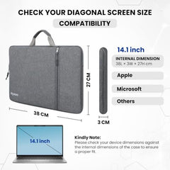 Dyazo 15.6 Inch Laptop Sleeve with Charger Pouch | Front Pocket with Handle Water Resistant Sleeve Case | Compatible for MacBook, HP, Dell, Acer, Asus, Microsoft, Samsung and Other Notebooks (Grey)