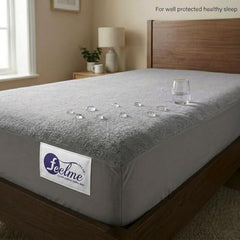 Feelme Mattress Cover King Size 84x84 Waterproof Cotton Mattress Protector for Double Bed (84x84 Inch/ 7x7 Feet Grey) 210 GSM 100% Waterproof