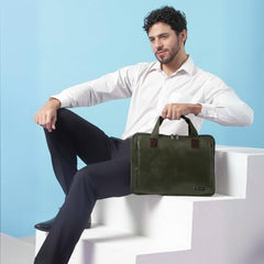 VISMIINTREND Laptop Leather Bag for Man | Coffee Brown