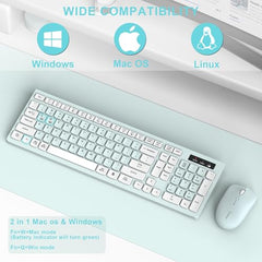 Wireless Keyboard and Mouse Combo, Full-Sized Wireless Keyboard and Adjustable DPI Mouse, 2.4GHz USB Receiver, Keyboard and Mouse for PC, Windows, Desktop, Laptop (Orange-B)