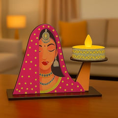 Wooden Jharokha Wall Hanging Tea Light Holder – Traditional Diya Stand & Floating Shelf for Pooja Room, Living Room, Balcony & Temple Décor | Diwali Decoration Items for Home & Main Door (WJH-11)