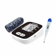 NISCOMED PW-221 Digital LCD Display BP Check Machine For Home | Fully Automatic Upper Arm Style BP Monitor | With USB Cable & AAA Battery | Memory 99 x 2 Users With Digital Thermometer