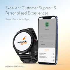 Fastrack MYND 1.93” AMOLED Display Smart Watch for Men & Women with AI Watch Faces,AI Chat,Offline Voice Commands,Curved Metallic Design,Functional Crown,BT Calling, Health Suite,100+ multisport modes