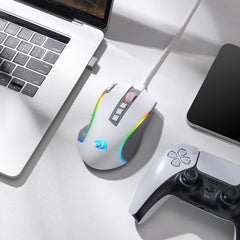 Redragon M612AK PRO RGB Gaming Mouse, 8000 DPI Wired/Wireless Optical Mouse with 9 Programmable Buttons & 7 Backlit Modes, BT & 2.4G Wireless, Software Supports DIY Keybinds Rapid Fire Button