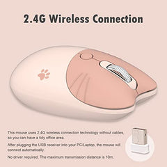 Lomiluskr Cute Cat Wireless Mouse, Lightweight Soundless Mice, 2.4G Wireless Mice, Candy Colors, Kawaii Mouse for Girls and Kids (Purple)
