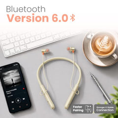 Portronics Harmonics Prime Wireless Neckband Earphones with 50H Playtime, Bluetooth 6.0, ENC, 10mm Dynamic Drivers, Dual Pairing, Fast Charging(Black)