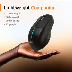 Acer Prism Dual Mode Wireless Mouse I 2.4G + Bluetooth I Silent Click I 3200 DPI (800-1200-2400-3200) I Rechargeable 500mAh I RGB LED I 6 Buttons I Lightweight 87g I Ergonomic Design for Laptop PC Mac
