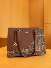 ZOUK Office Essential Bag | Jute | Vegan Leather Handcrafted Tote Bag With Double Handle Shoulder Strap | Bristel