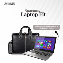 HAMMONDS FLYCATCHER Men Genuine Leather Office Bag - Laptop Bag - Padded Laptop Compartment, Fits 14 Inch Laptop - Adjustable Strap, 1 Year Warranty - Office, Travel, Daily Use - Brushwood, Brown