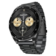 Fastrack MYND 1.93” AMOLED Display Smart Watch for Men & Women with AI Watch Faces,AI Chat,Offline Voice Commands,Curved Metallic Design,Functional Crown,BT Calling, Health Suite,100+ multisport modes