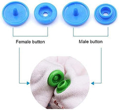 SYGA Plastic Snap Buttons Set-300 pcs T5 Fastener Snap Button with 15 Colors (20 Each) Press Stud for Sewing, Craft, Embroidery, DIY Clothing, No-Sew for Baby Cloth Diapers, Bibs, Different Fabrics-Multicolour