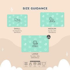 R for Rabbit Waterproof Quick Dry Sheet for Baby | Anti-Piling Fleece Breatheable Fabric Extra Absorbent Instant Dry Baby Bed/Cot Protector Mat (Size-S,Green-Grey,Pack of 2 Combo)