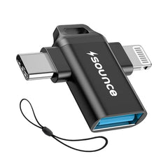 Sounce 2-in-1 8 Pin to 3.5mm Audio & Charging Splitter – Dual Port Adapter Cable for Music, Power, Headsets, Speakers & More – White
