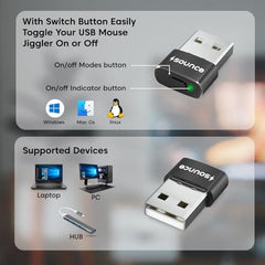 Sounce USB Mouse Jiggler & Auto Clicker | Undetectable Cursor Shaker & Vibration Device | Plug & Play | 1 Click/Sec in Auto Clicker Mode | Compatible with Windows & Linux | Black