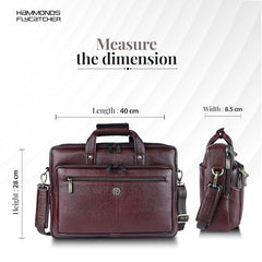Hammonds Flycatcher Genuine Leather 15.6 Inch Laptop Office Bag for Men | 15.6” Padded Laptop Sleeve| 3 Zip Pockets| Detachable & Adjustable Strap| Pen,Wallet & Mobile Pocket |Durable|1 Year Warranty