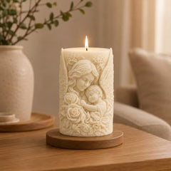 Decorative Fragrance Candle with Raised 3D Ivory Swirl Pillar Artwork | Long Burning Scented Candle for Home Décor, Living Room, Bedroom, Meditation Space, Table Decoration & Gift