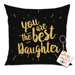 Gift for Daughter Birthday Special Birthday for Daughter Printed Cushion(12 inch X 12 inch with Filler with Keychian) Girls Pillow Daughters Day for Daughter and Girls (V) (D-5A)