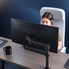 HIFFIN MS16 Monitor Stand, Gas Spring Single Monitor Arm for 32 Inch Screens, 2–10 kg Load Capacity, VESA 75x75 & 100x100 mm, Adjustable Monitor Desk Mount
