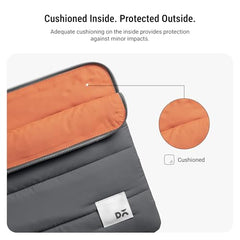 DailyObjects Large Stria Portable Laptop Sleeve | Durable Polyester |Compatible with Laptop/MacBook Air/Pro Upto 16 Inch |Lightweight Water Resistant Fabric |Padded Compartment with Zip Closure- Grey