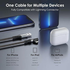Verilux® 18W USB A to Lighting Fast Charging Cable, 480Mbps Data Synch