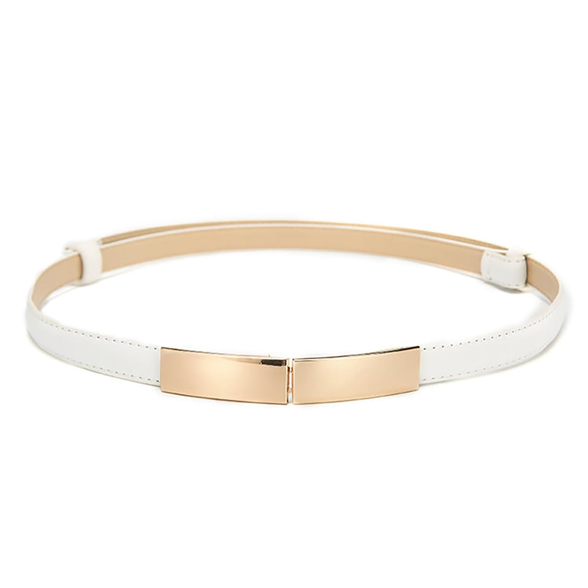 SYGA Women Leather Belt Thin Skinny Metal Gold Elastic Buckle Waistband 22-36 Waist Belt Dress Accessories