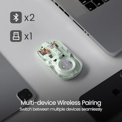 Portronics Toad 8 Transparent Wireless Bluetooth Mouse with Dual Wireless (BT + 2.4 GHz), Rechargeable Battery, Noise-Free Clicking, Show/Hide Desktop, Multi-Device Pair, Adjust Sensitivity (Grey)