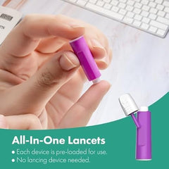 Pressure Activated Safety Lancets (100 Count) - 28G Sterile Single-Use Needle (1.8mm Depth) | Painless & Gentle Finger Prick Device for Blood Glucose Testing, Diabetes Monitoring & Glucometer Sugar Check Needle
