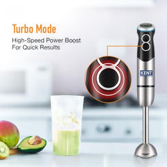 KENT Hand Blender Plus Chopper 450 W | Variable Speed Control | Turbo Switch for Fast Blending & Chopping | Hot & Cold Blending | Low Noise DC Motor | Multiple Attachments Chopper, Whisker & Jar