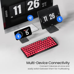 Portronics Bubble 2.0 Wireless Keyboard with Bluetooth + 2.4 GHz Receiver, Connect 3 Devices, Compact TKL Size, 10m Working Range, Function Shortcut Keys, for Laptop, PC, Smartphone, Tablet (Black)