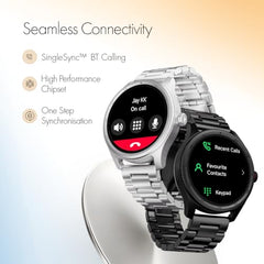 Fastrack MYND 1.93” AMOLED Display Smart Watch for Men & Women with AI Watch Faces,AI Chat,Offline Voice Commands,Curved Metallic Design,Functional Crown,BT Calling, Health Suite,100+ multisport modes