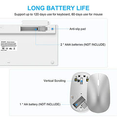 SPARIN Bluetooth Wireless Keyboard and Mouse Combo for iPad 13 and Above (Silver White)