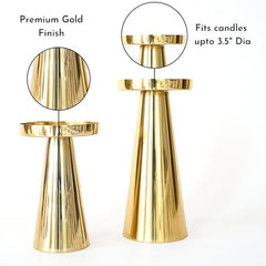 Behoma Handcrafted Golden Tea Light Candle Holders Set of 2 | Premium Metal & Glass Candle Stand | Centerpiece for Living Room, Coffee Tables & Home Decor Gift (Candles Not Included)