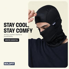 Boldfit face mask for bikers full face mask for bikers helmet head cover balaclava for men bike riding & biker head cover for helmet for men Balaclava for adult Black Masks for Bike Riding Matt Black