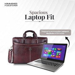 HAMMONDS FLYCATCHER Genuine Leather Office Bag for Men, 15.6 Inch Professional Brown Laptop Bag for Men, Adjustable Strap & Multi Compartments, 1 Year Warranty - Office, Travel, Daily Use