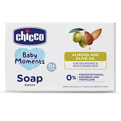 Chicco Baby Moments Soap 75g Buy 3 Get 1 Free For Nourished & Moisturised Skin With Natural Care of Almond & Olive Oil