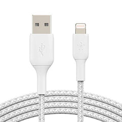 Belkin Apple Certified Lightning to USB A and Sync Tough Braided Cable for iPhone, iPad, Air Pods, 3.3 feet (1 meters) – White