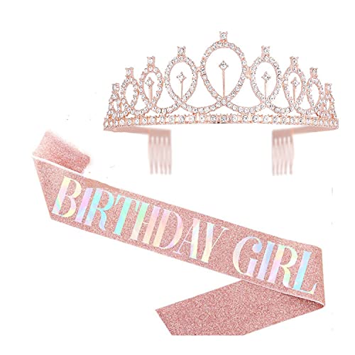 SYGA Birthday Queen Sash Birthday Party Sash Shiny Glitter for Women Girls Princess Elegant Party Decoration Accessory Supplies Gifts for Girl Women with Fun Party Queen Lettering-Gold, 154cm Long