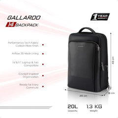 RARE RABBIT Gallardo Backpack 2 20L Water Repellent Backpack - Anti-Theft Business Travel Bag with 16" Laptop Compartment, Free Size