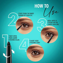 Lakme 9-5 Eyeconic Kajal, Classic Brown, Smudgeproof and Waterproof that lasts upto 24H, for 2x dark pigment, 0.35g