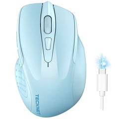 TECKNET Wireless Mouse, BT 5.0/2.4G, Rechargeable 6-DPI Silent, Grey