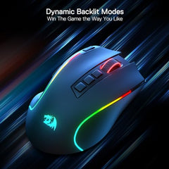 Redragon M612AK PRO RGB Gaming Mouse, 8000 DPI Wired/Wireless Optical Mouse with 9 Programmable Buttons & 7 Backlit Modes, BT & 2.4G Wireless, Software Supports DIY Keybinds Rapid Fire Button