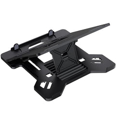 Amazon Basics ABS 2-in-1 Laptop and Mobile Stand, Ergonomic, Adjustable Height, Anti-Slip Base, Heat Dissipation, Portable, Lightweight, Compatible with All Laptops Up to 15.6" (Black)