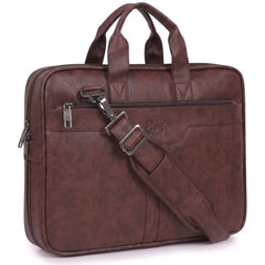 RIONTO Elite Vegan Leather Laptop Bags for Men Office Use | Upto 15.6 inch | Expandable Bottom | Mobile & Pen Compartment with Multiple Organizers | Professional Office Bag for Man & Women - Tan