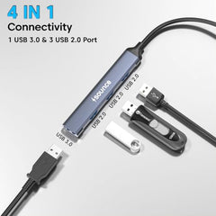 Sounce 4-Port USB 3.0 Hub for PC – High-Speed Aluminum USB Hub Compatible with PC, MacBook, Mac Pro, Mac mini, iMac, Surface Pro, and XPS. 4-Port High Speed USB Hub with Aluminium Shell