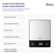 Kaizo NORI - Digital Kitchen Scale, 1g Accurate Food Weighing Machine with Stainless Steel Platform, 10kg Electronic Cooking Scale for Baking, Meal Prep, Diet, Portion Control & Weight Management